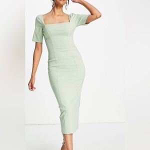 ASOS Design Strappy Back Sage/pale green pencil midi dress